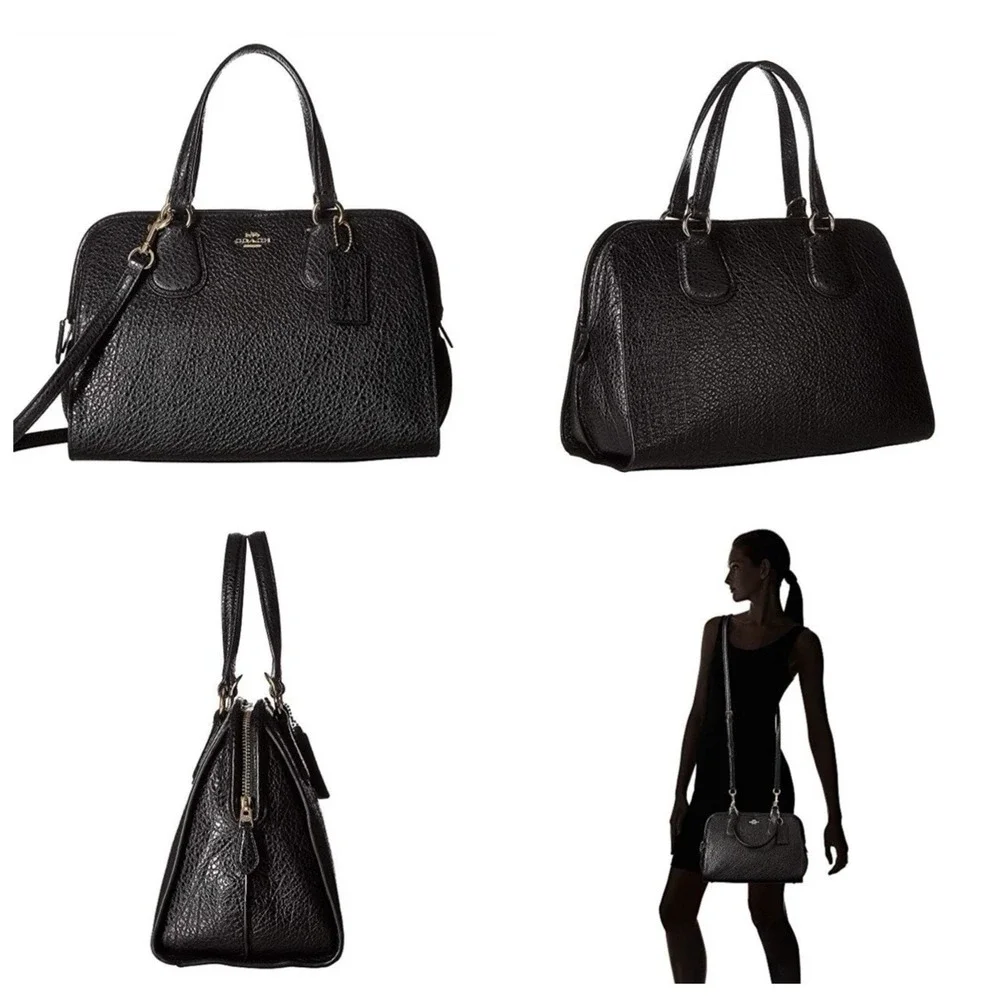Coach Nolita Black Bag Pebbled Leather Satchel Purse READ Double Handle